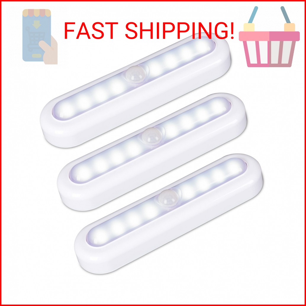 STAR-SPANGLED 3 Pack 7” Motion Sensor Lights Indoor Battery Operated, Stick on L