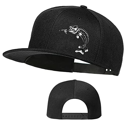 Skull Finger Flat Bill Hats for Men Black Mens Snapback Hat 1 Fish Skull