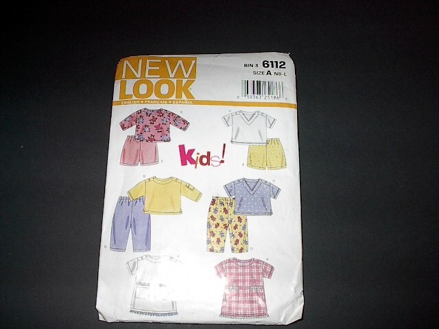 New Look Pattern 6112 Toddlers Shorts, Pants Tops with Variations  NB ~ L  Uncut