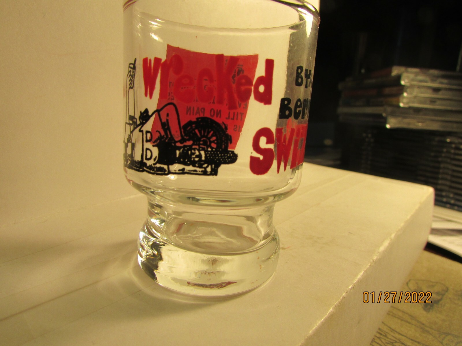 Wrecked By A Bermuda Swizzle -Pedestal Shot Glass- RX By Dr IM High-excellent