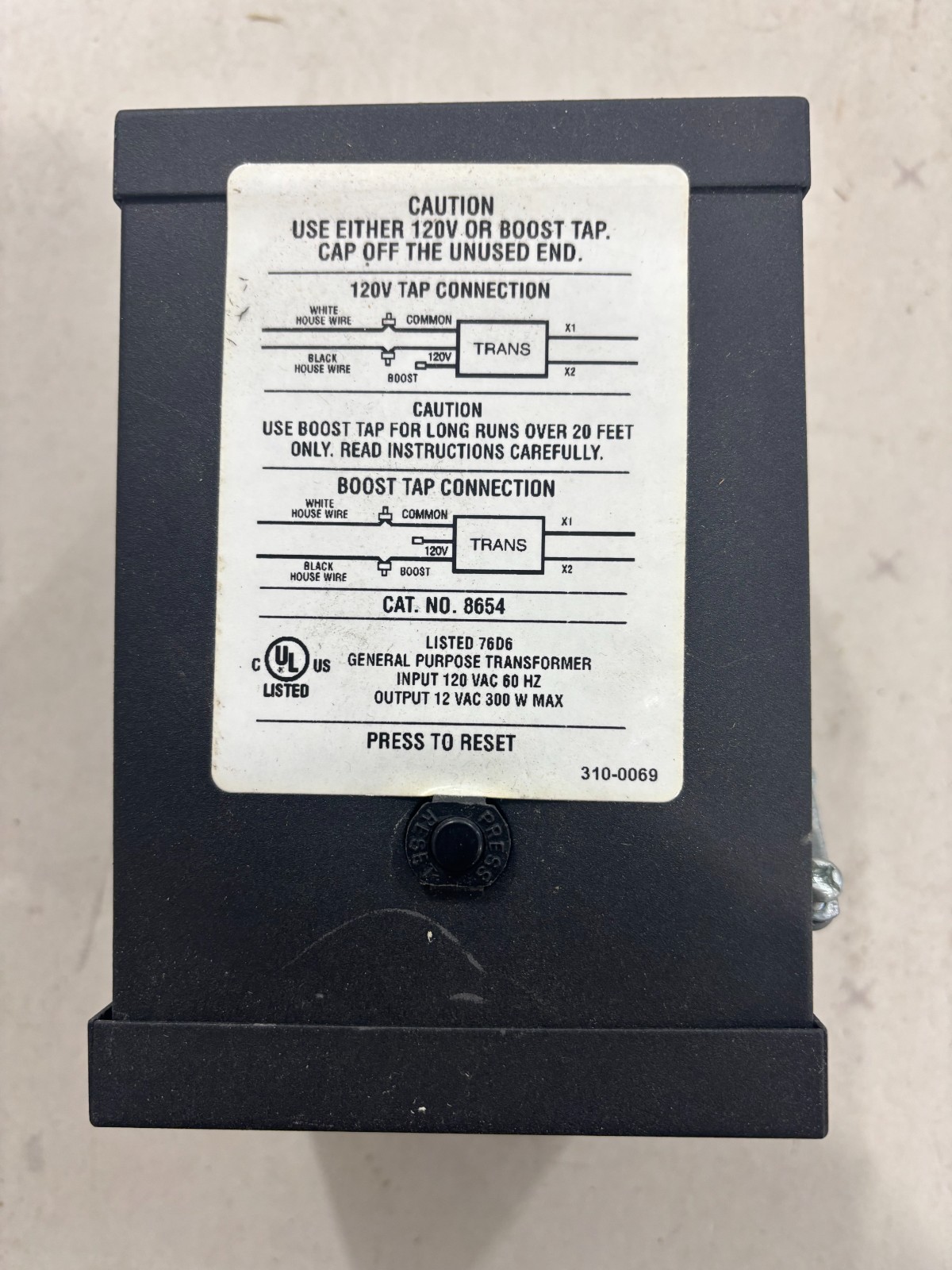 Progress 8654 300 Watt Low Voltage Transformer with Boost Tap - Preowned