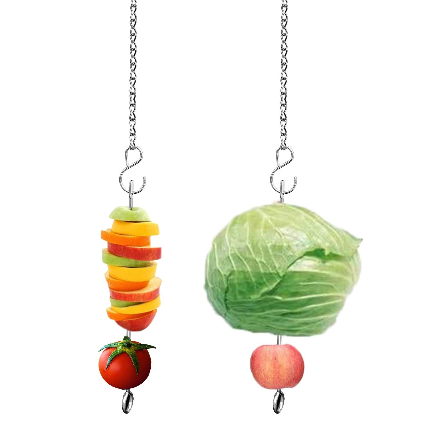 Chicken Veggies Skewer Vegetable Hanging Feeder Toy Extra Long, Grey