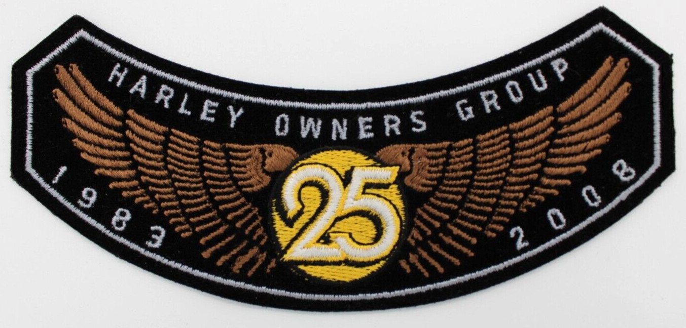 Harley-Davidson Rocker Patch: Harley Owners Group 1983-2008 Motorcycle HOG 25 Yr