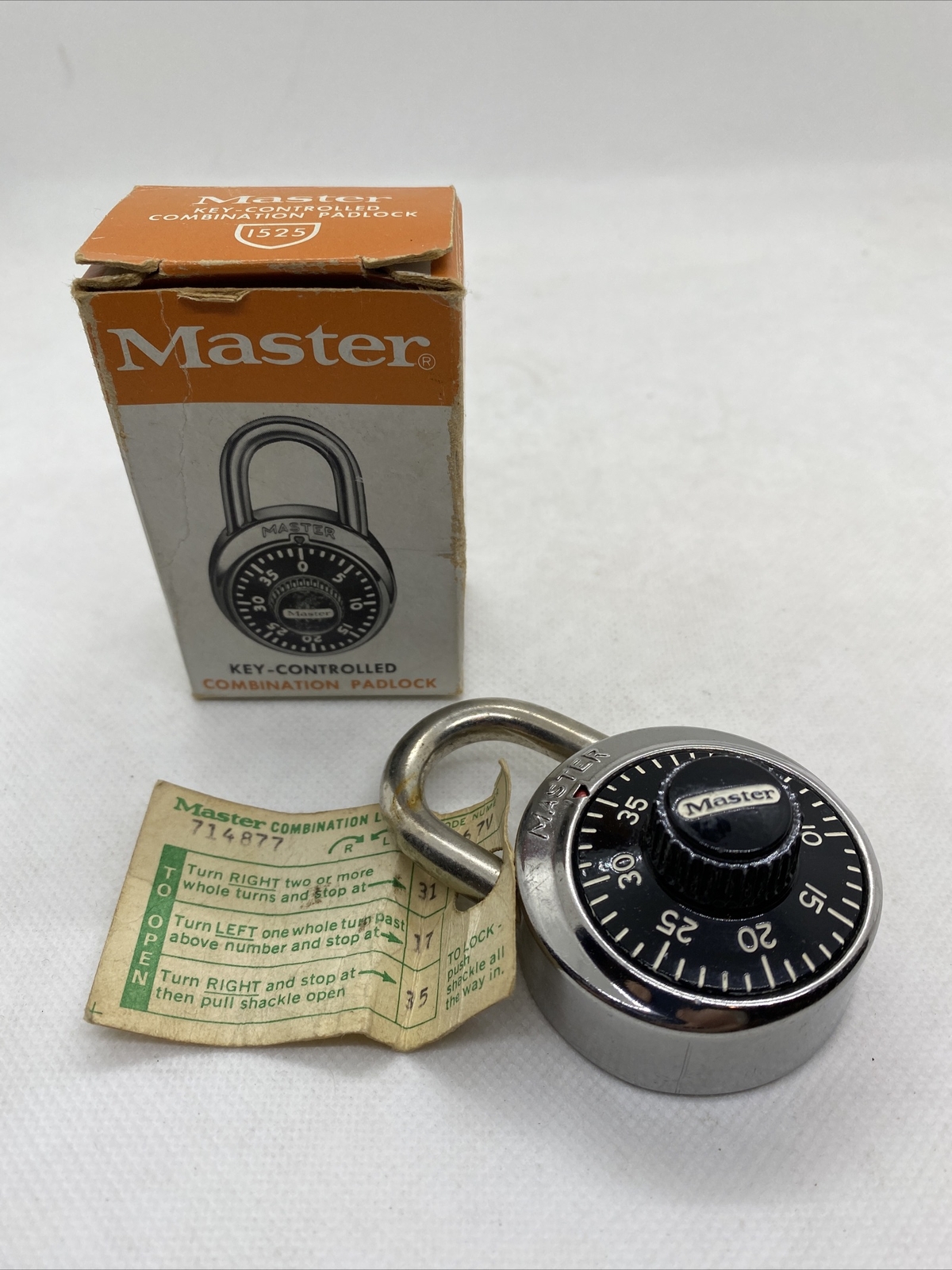 Master Lock 1525 Padlock Combination Locks NIB Vintage With Code Paper New