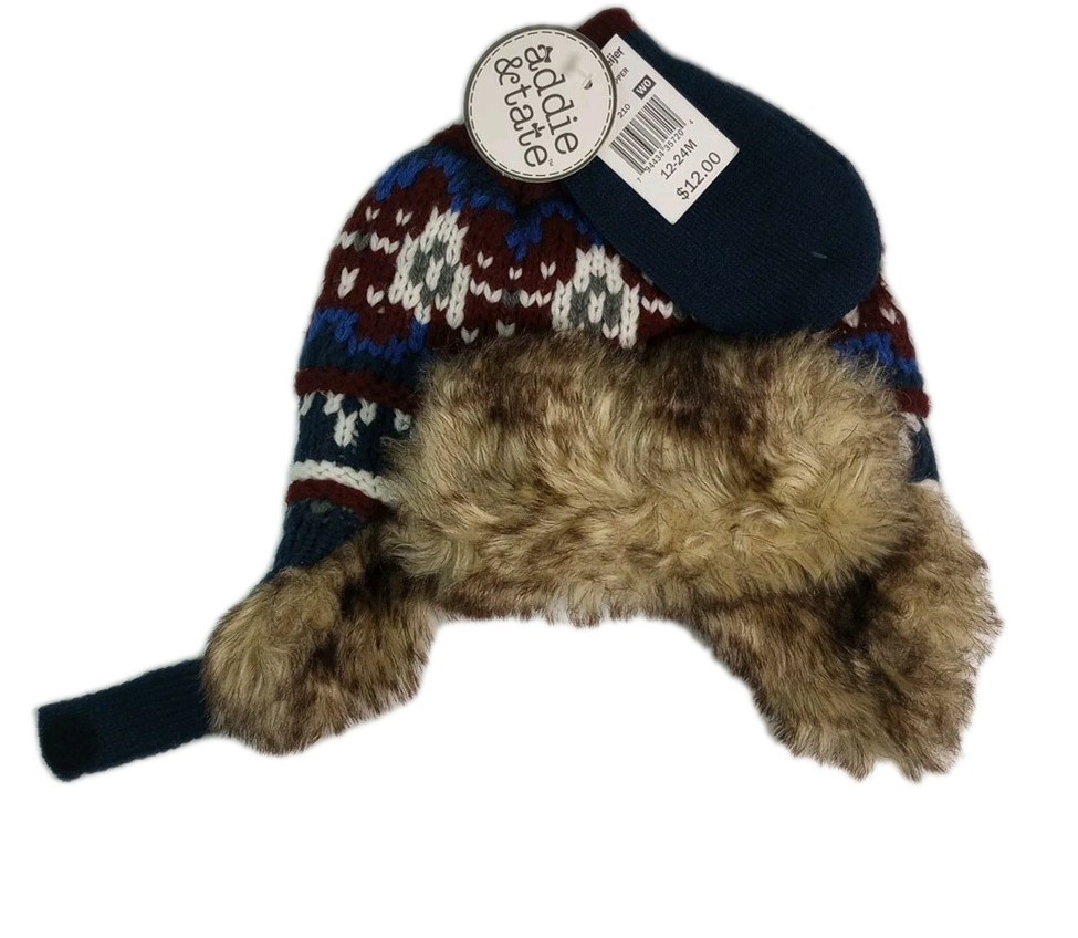 Addie & Tate Co - Infant Child 12-24M Trapper Hat And Mittens Winter Set - New
