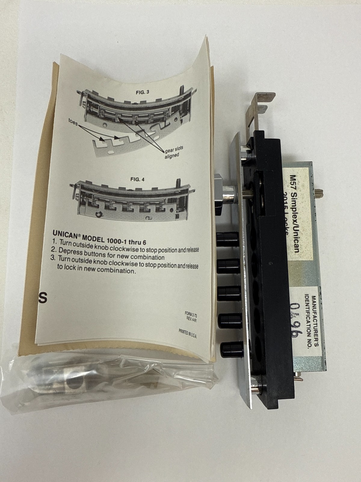 Simplex Access Controls 97824-26D-41 Satin Chrome -Cabinet Lock NOS