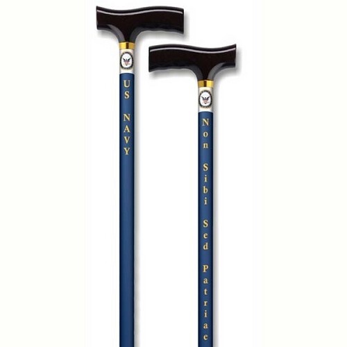 US Navy Adjustable Blue Shaft Walking Cane Stick Patriotic USA MILITARY SUPPORT