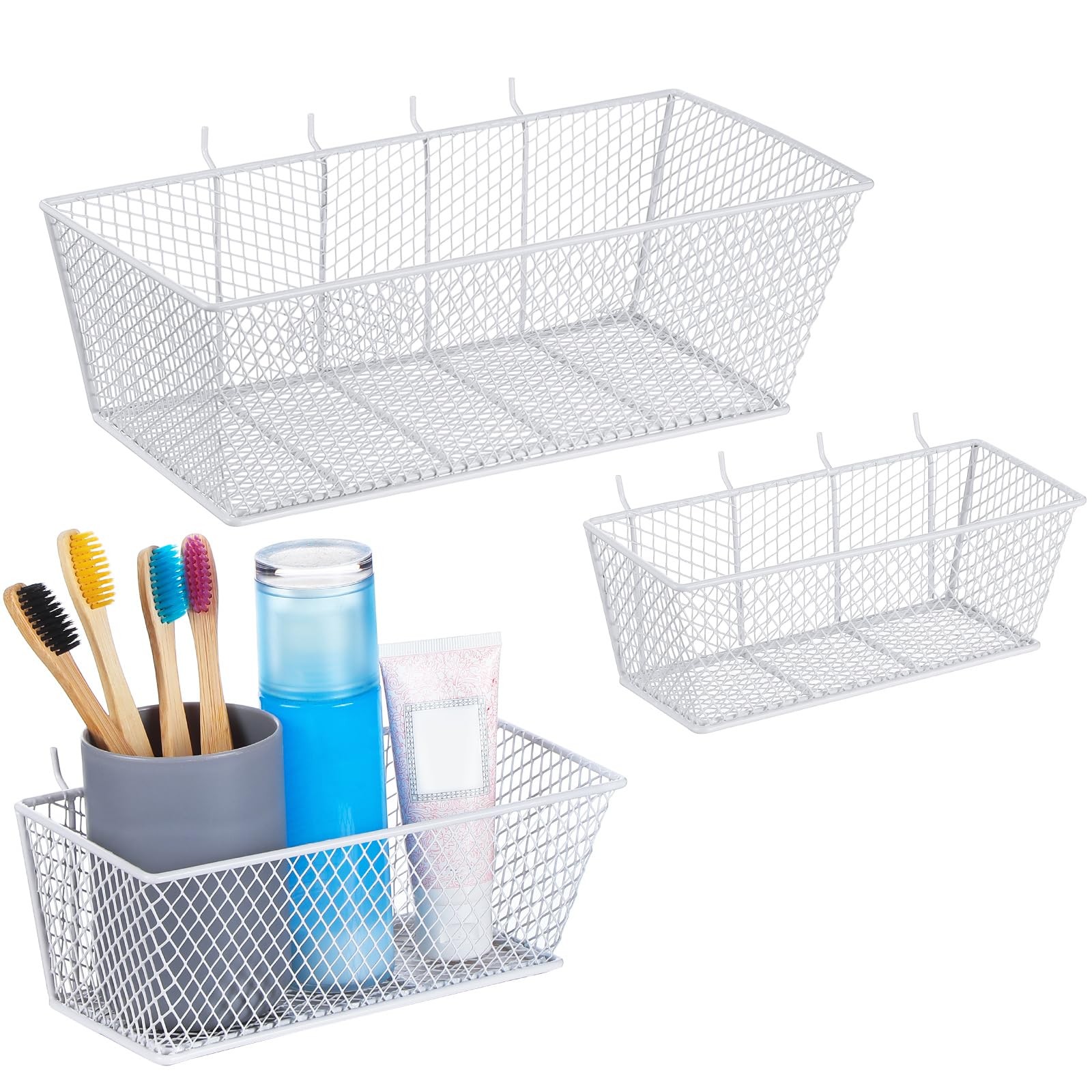 Pegboard Wire Baskets Hanging Wall Organizer 3 Sizes Pegboard Bins Basket Hom...
