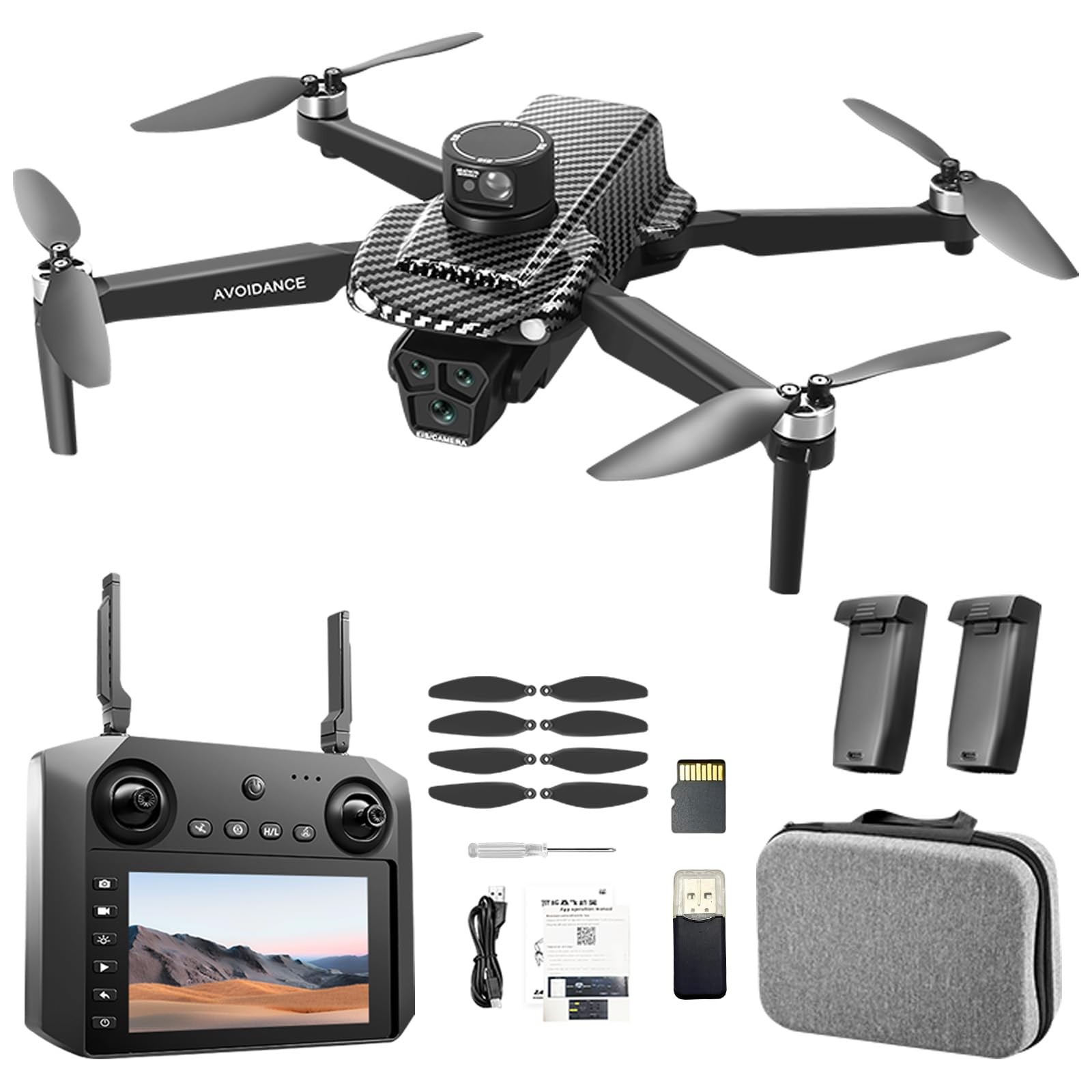 5G Dual Camera GPS Drone with 360° Laser Obstacle Avoidance, 4.5 Inch Black