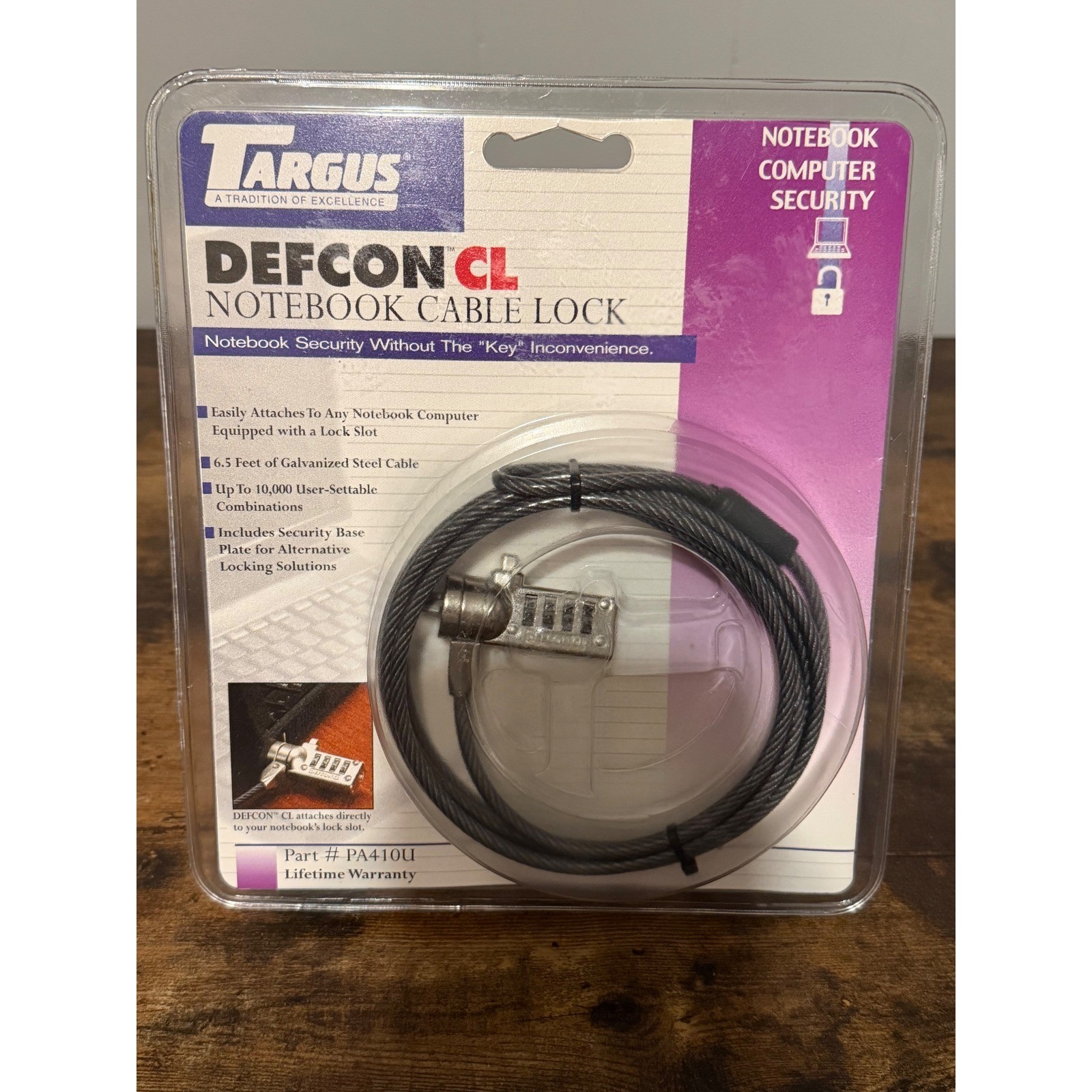 Targus DEFCON CL Notebook Cable Lock PA410U 6.5ft Combination Laptop Security