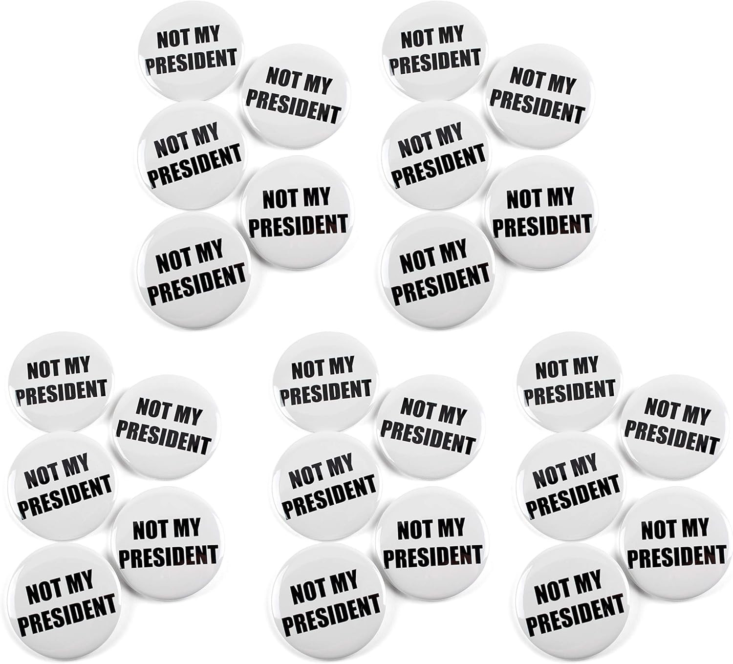 Not My President Pinback Buttons – Durable round Metal Badge with Secure Pinback