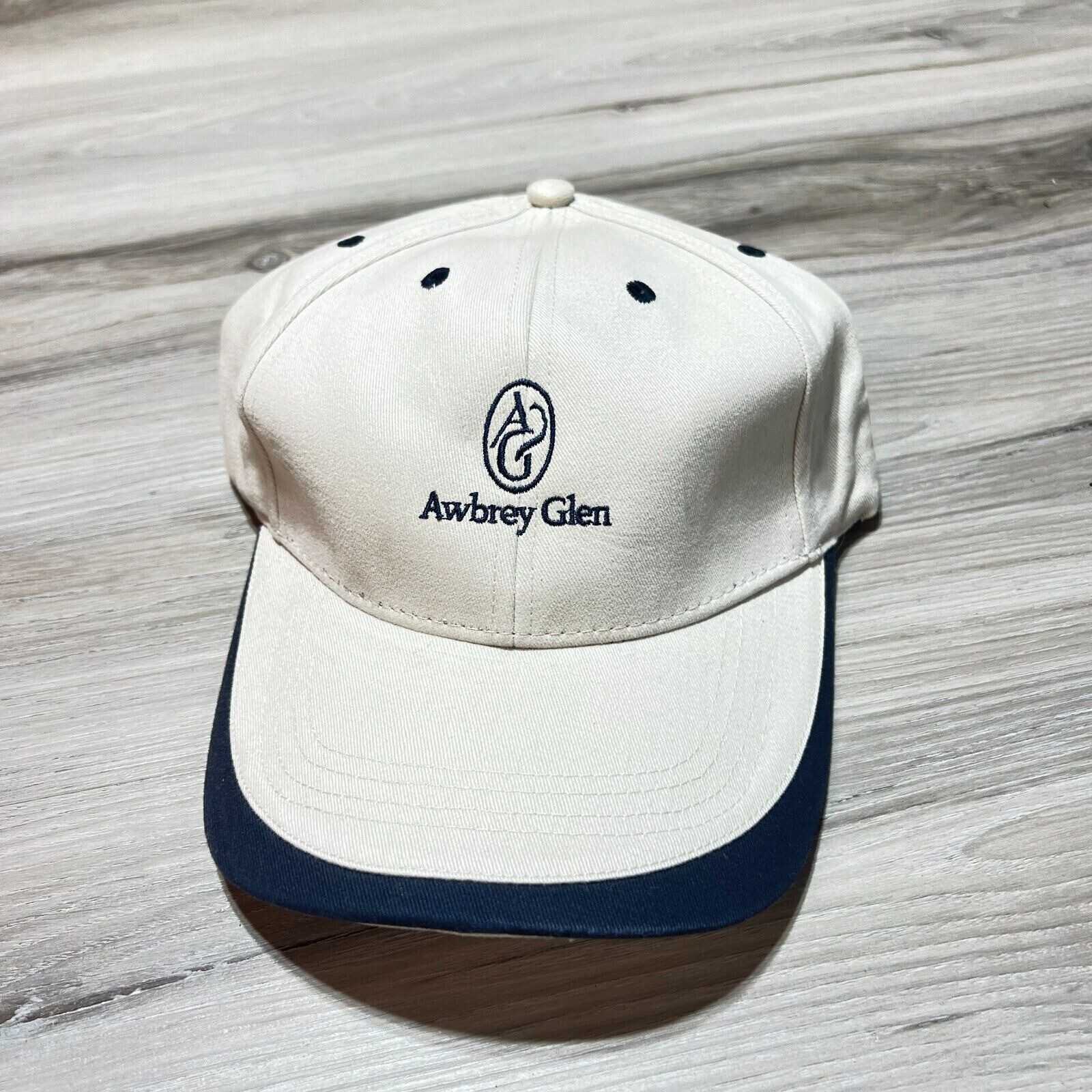 Awbrey Glen Golf Club Strap Back Hat Cap Beige Gear for Sports EUC