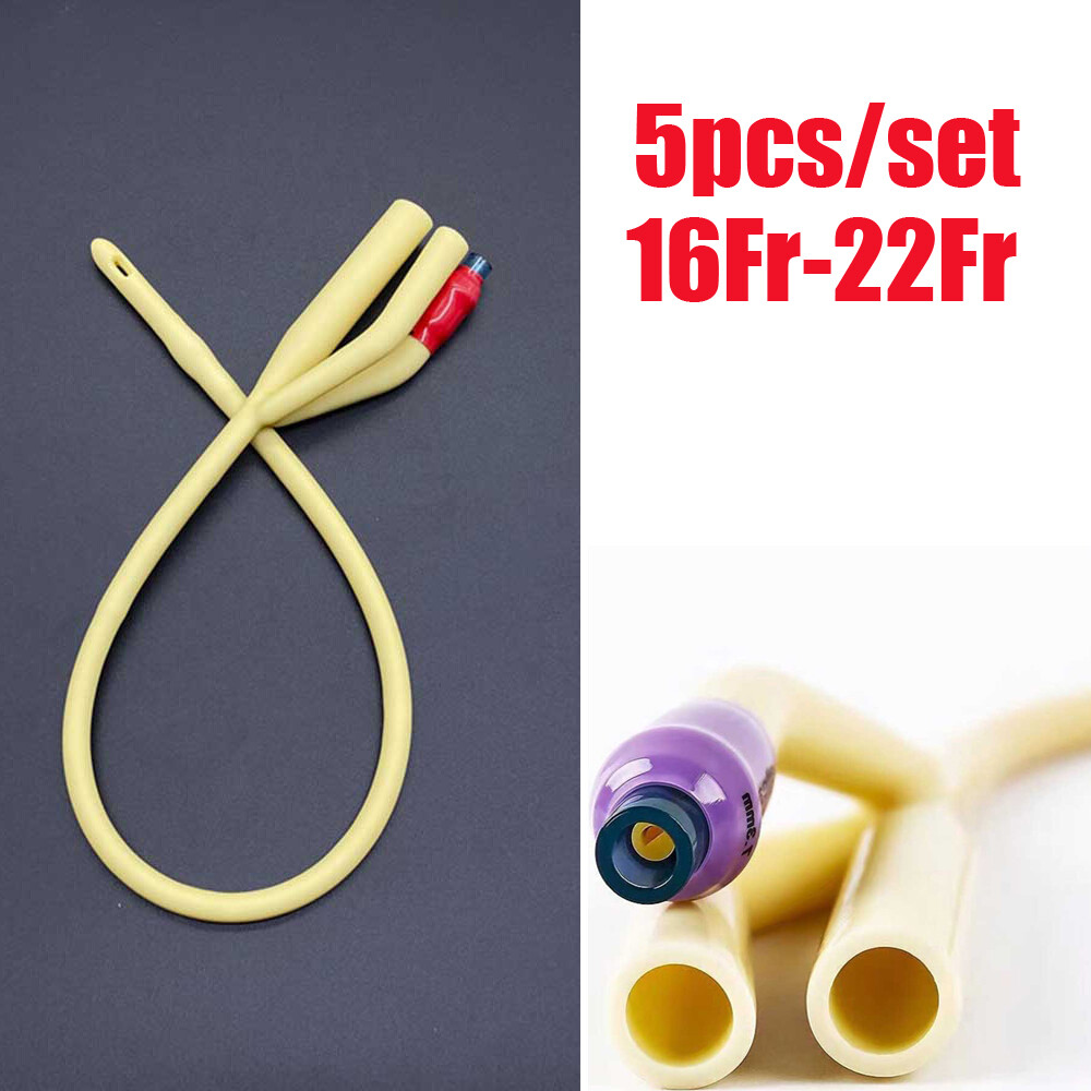 5pcs/set 3 Way 16-22FR Latex Urinay Catheter Urology w/Valves Urethral Catheter
