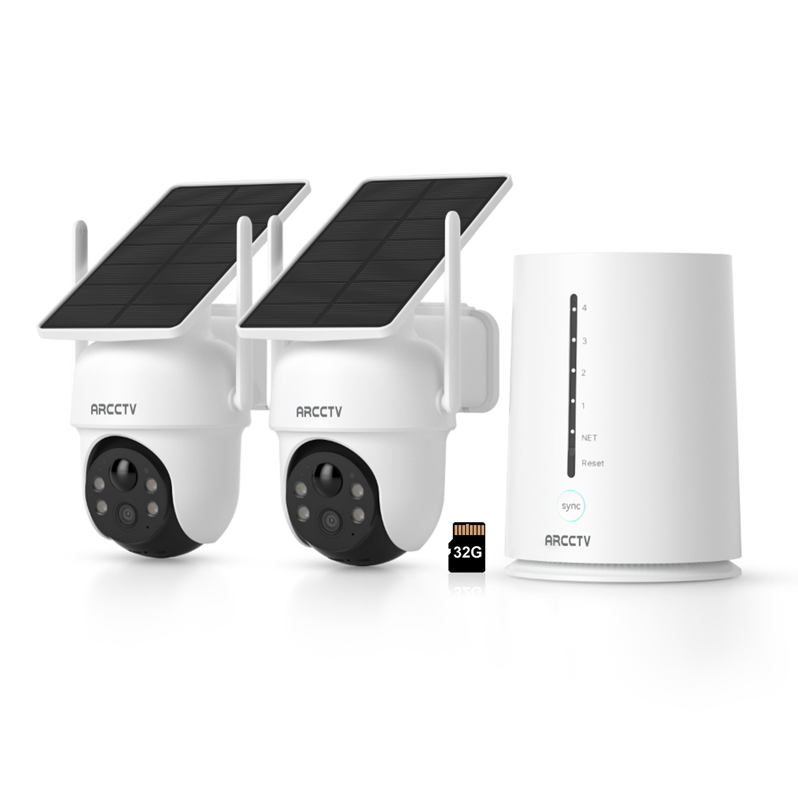 ARCCTV 4MP Wireless Security Camera System Solar Battery Powered 360°PTZ Outdoor