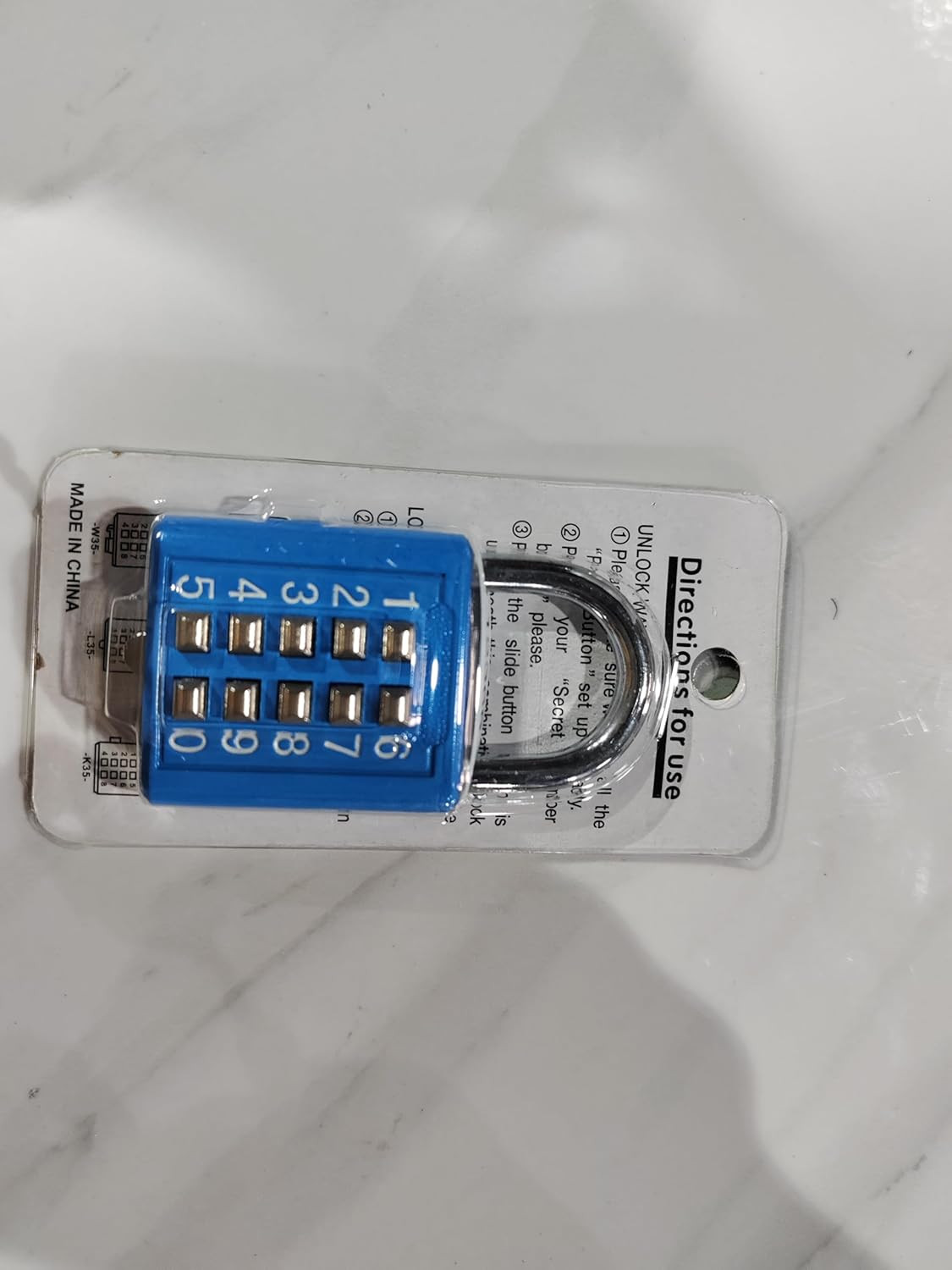 10 Position Button Combination Padlock, 5 Position Locking Mechanism, Bluexi15:1