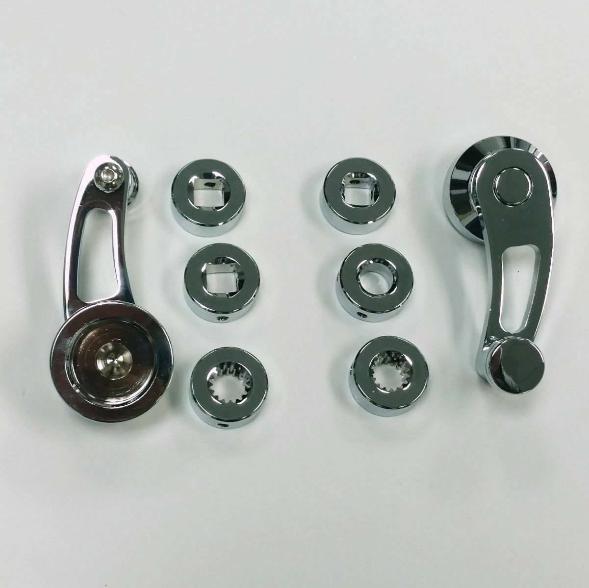 Hot Rod Chrome Billet Aluminum Short Window Crank Handle Kit Chevy Ford Mopar V8