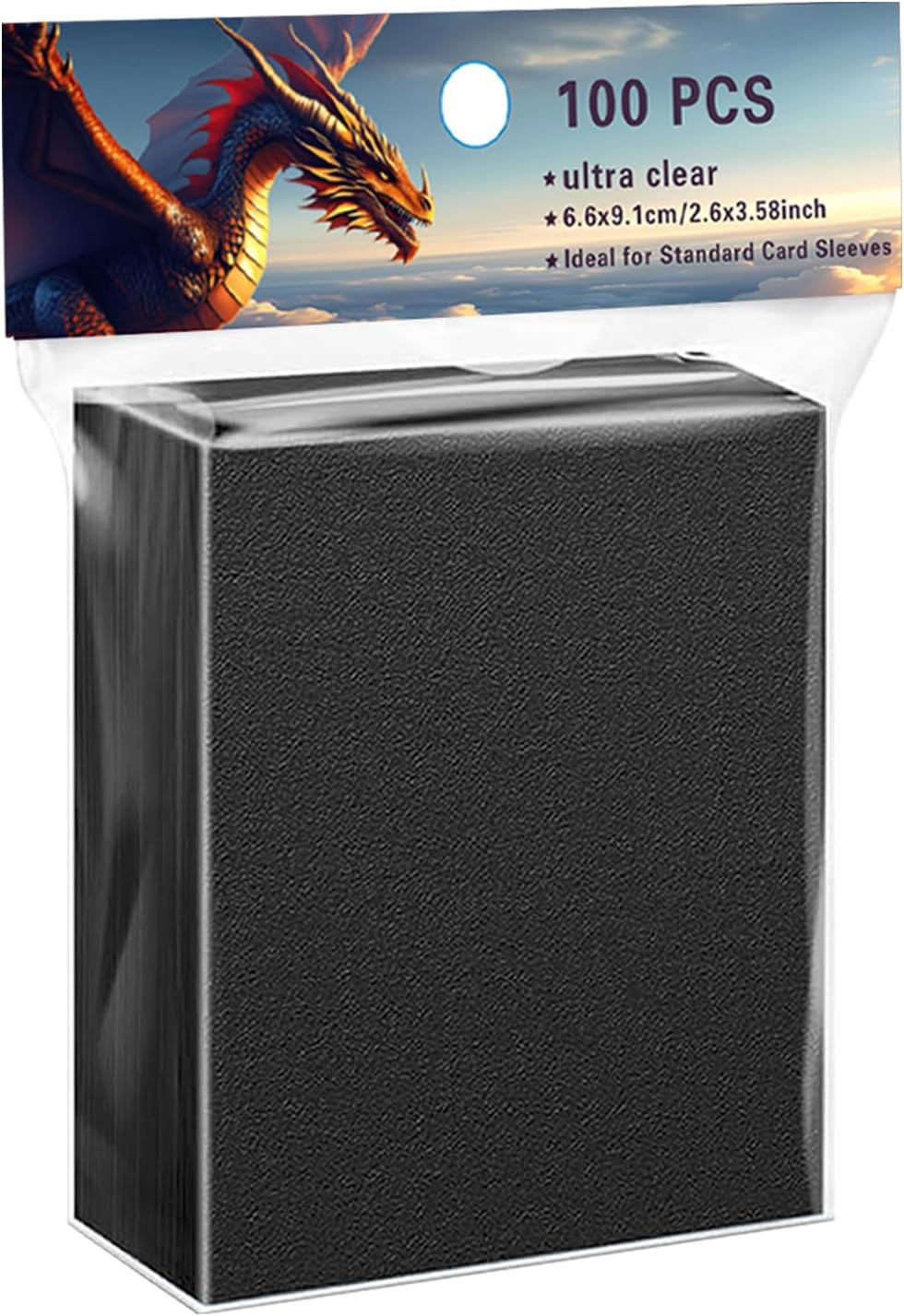100 MTG Card Sleeves for Trading Cards, Black Color Soft Standard Size Matte Sle