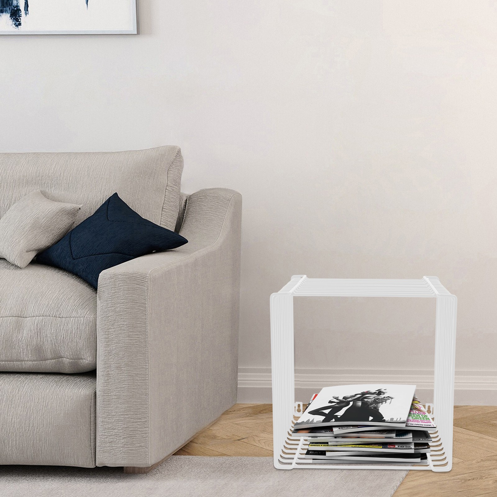 Linear Side Table Square Geometry Retro End Desk Multi-Purpose Tables Furniture