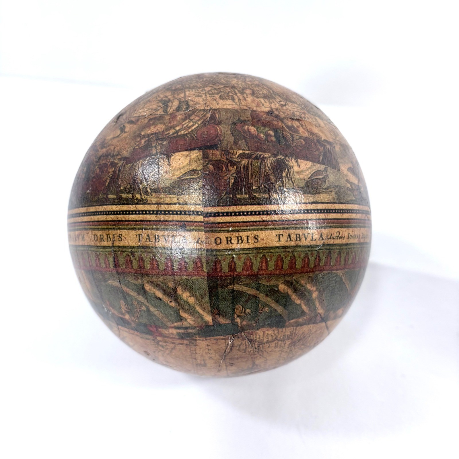 Decorative Wood Globe with Paper Decoupage Globe Ancient World Map Decor 5" Dia