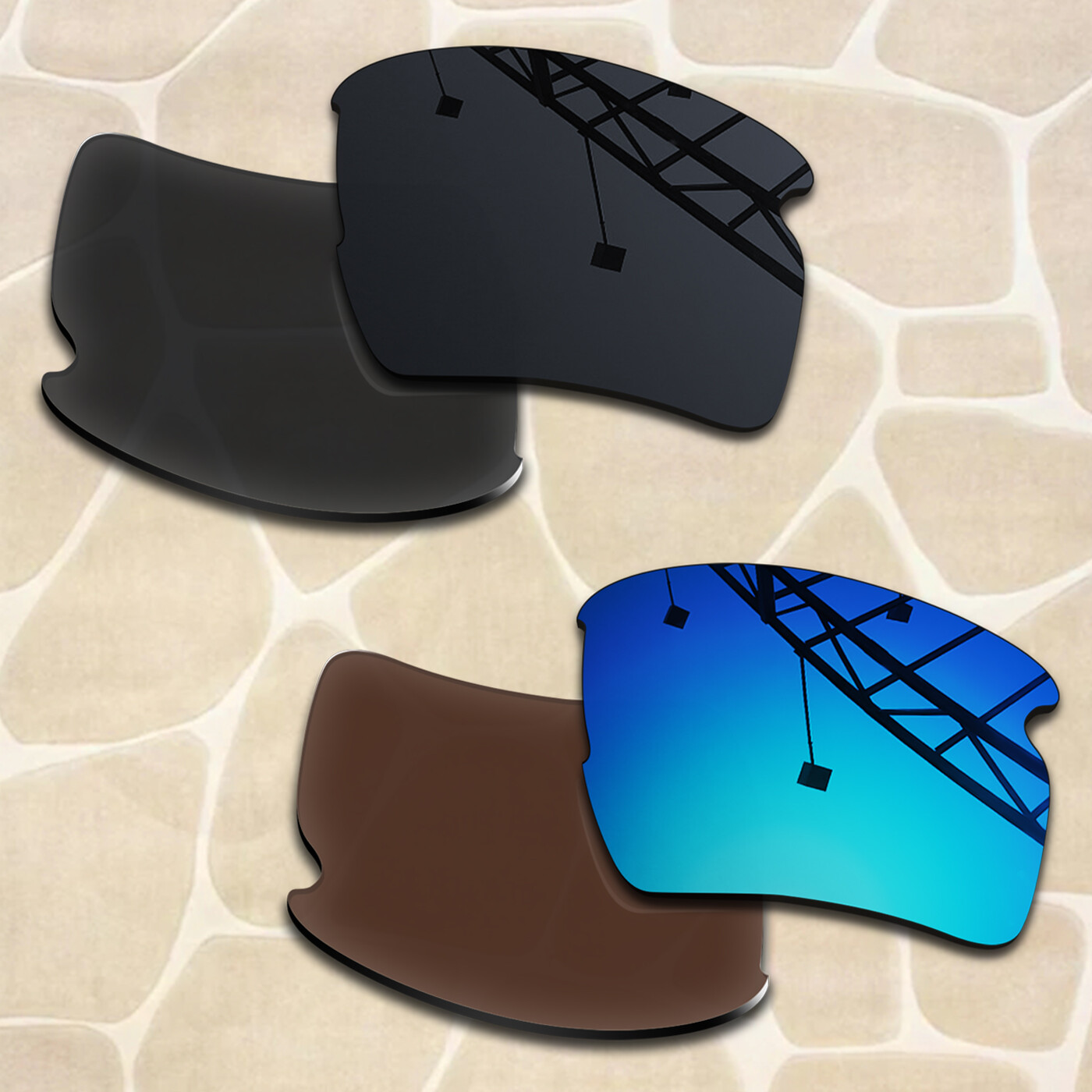 2 Pairs POLARIZED Replacement Lenses for Oakley Flak 2.0 XXL OO9488 63mm Frame
