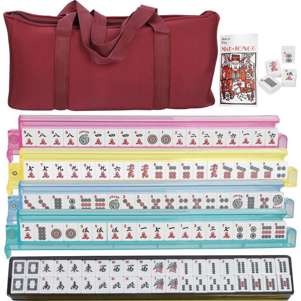 American Mahjong Full 166 Set Collectible Western Mah Jongg Tiles w Pushers