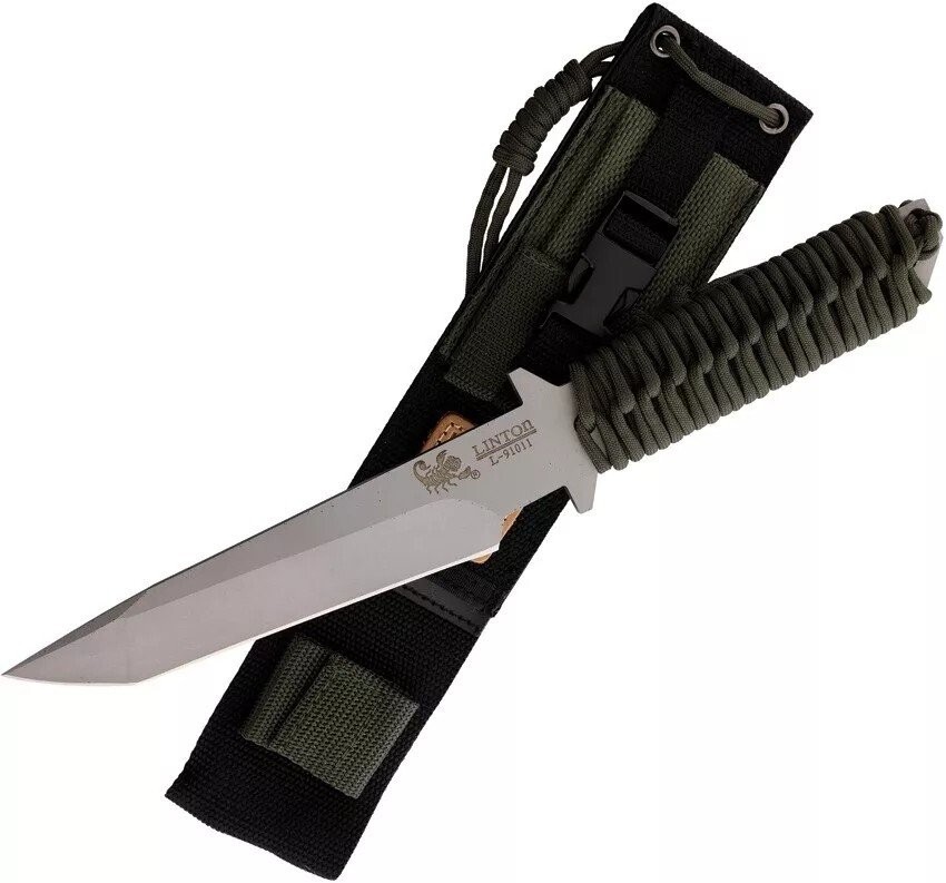 Linton Cutlery Fixed Knife 420 J2 Steel Blade Paracord Wrapped Handle - L91011A