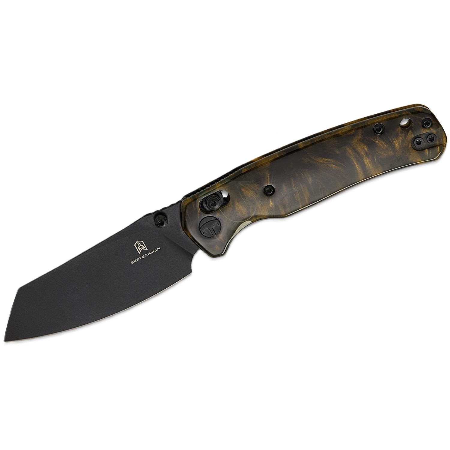 Bestechman ~ Cicada Wing ~ Crossbar Lock Knife ~ Brown Resin/Black ~ BMK06S