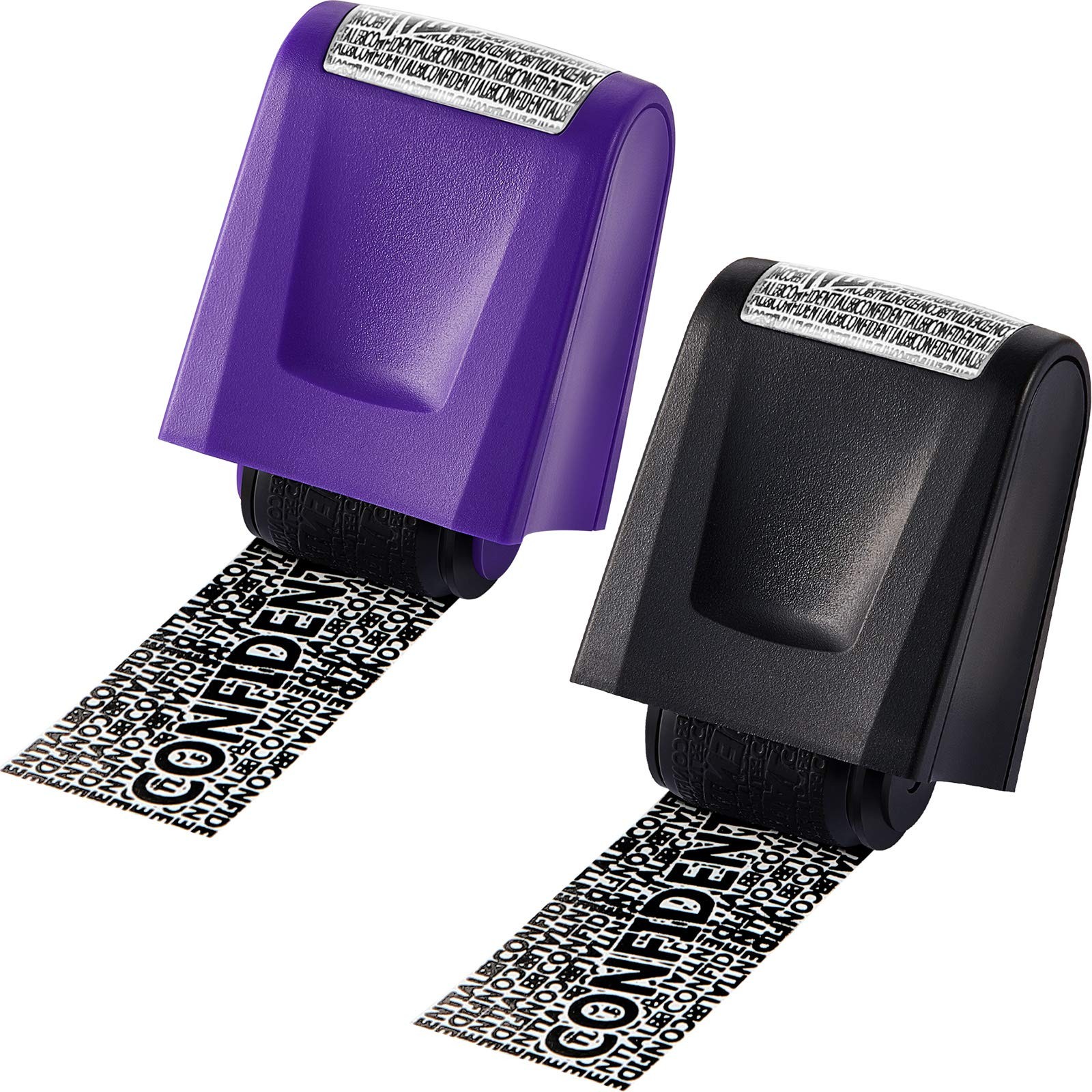 2 Pieces Identity Theft Prevention Stamp Guard Your Moyen, Black and Purple