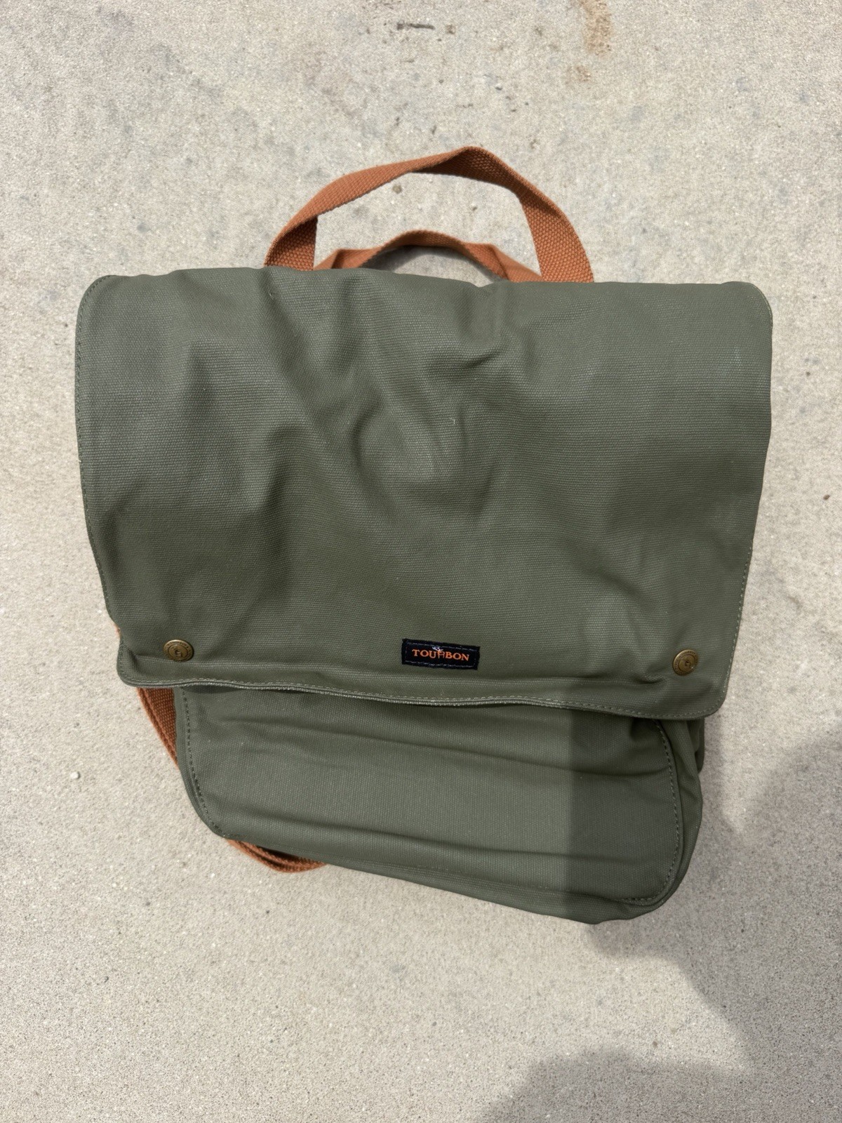 Tourbon Waxed Canvas Roll-Up Travel Saddle Bag Convertible Bicycle Messenger