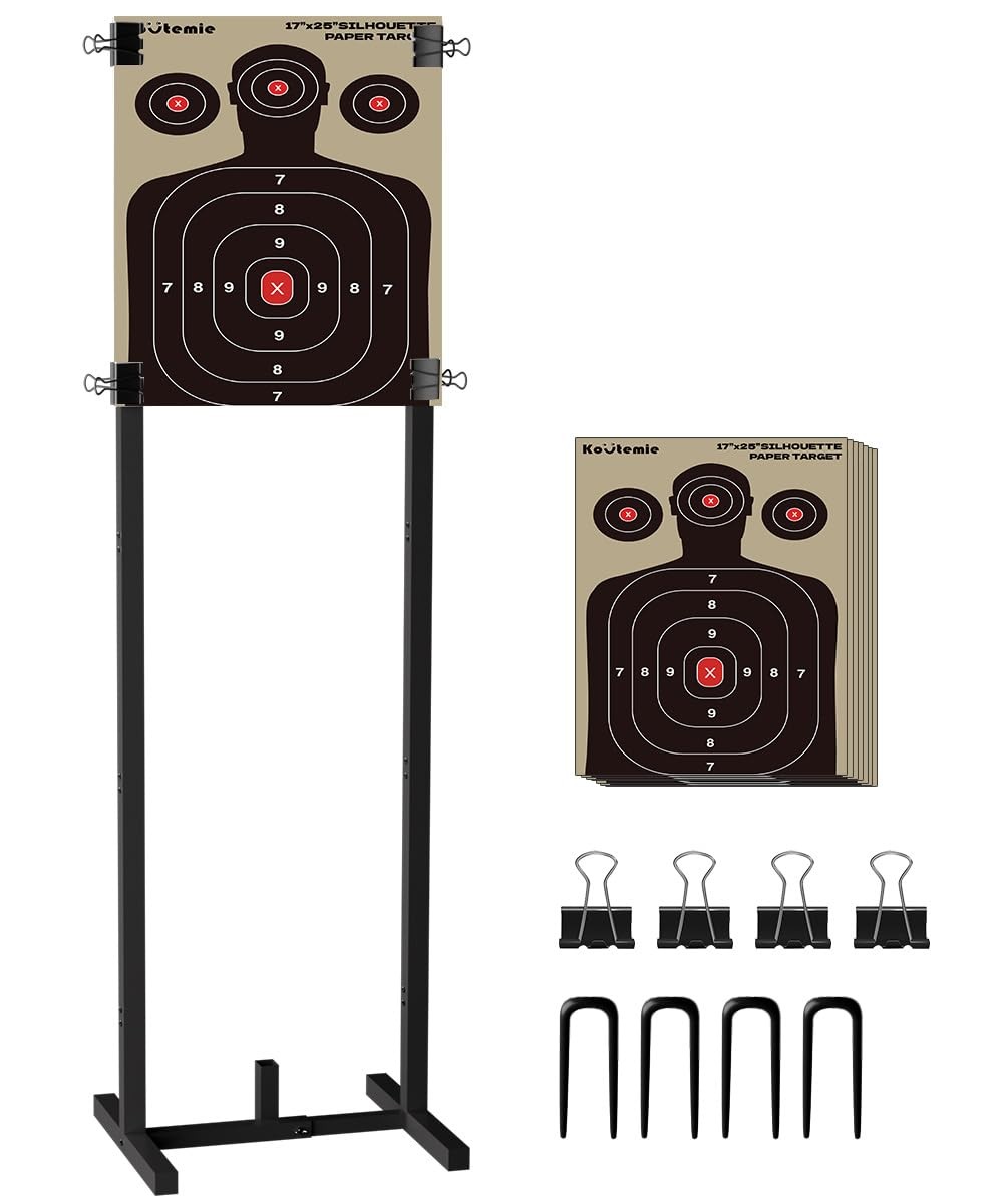 Koutemie Outdoor Shooting Target Stand with 10pcs 17x25 Inch 17.5 Inch, Black