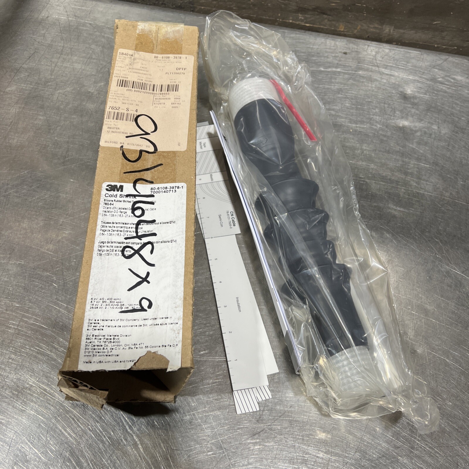 3M 7652-S-4 Cold Shrink QT-III Termination Kit. Nos Surplus. Used By Dates Vary