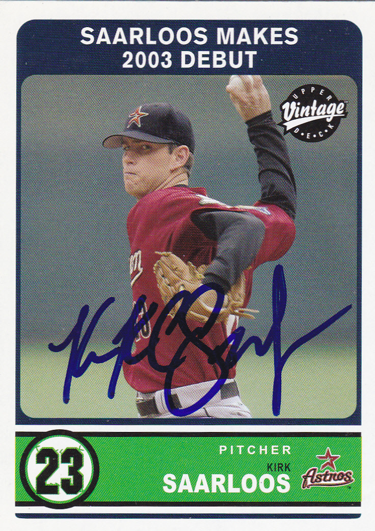 KIRK SAARLOOS HOUSTON ASTROS SIGNED CARD A'S CINCINNATI REDS TCU HORNED FROGS