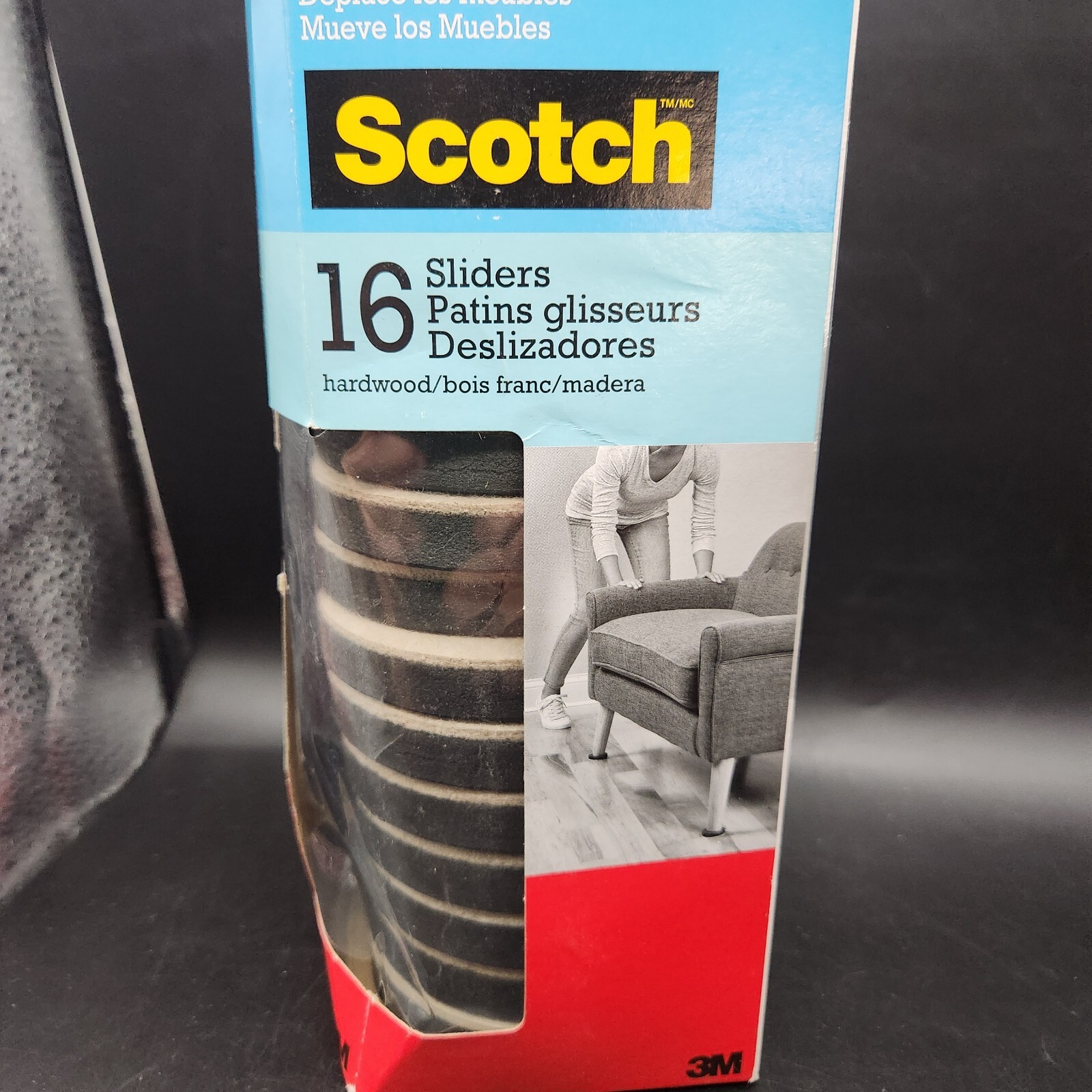 Scotch Furniture Sliders 3.5 inch Black Beige 16 Pack Open Box