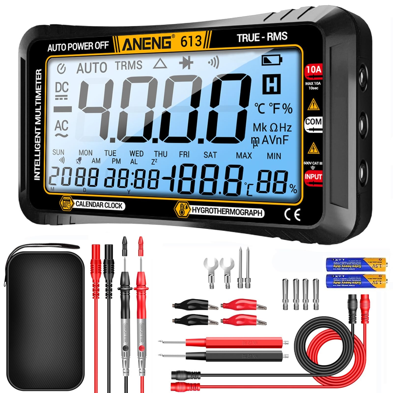 ANENG Digital Multimeter Tester,4000 Counts Small, 613 Black Large Screen