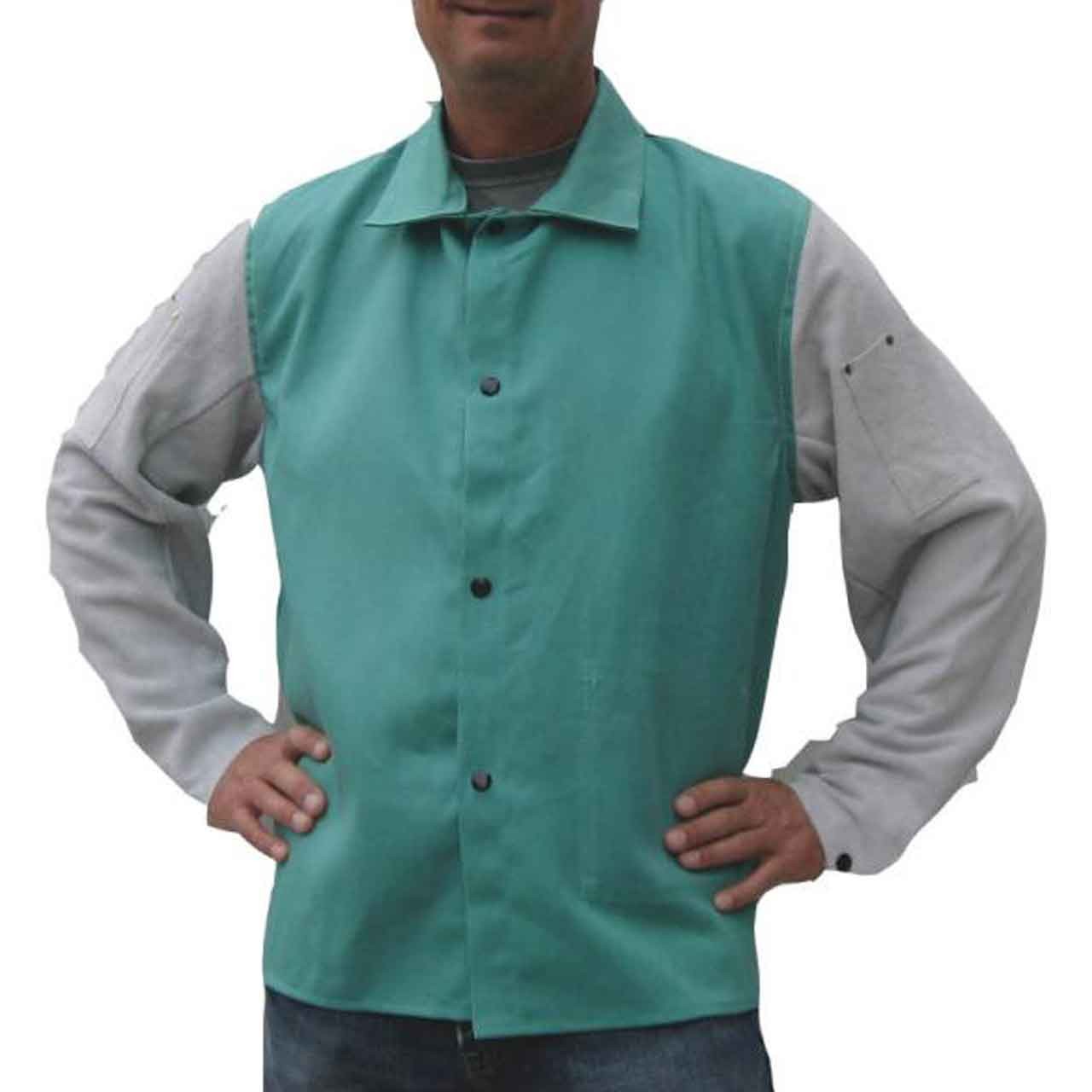 Tillman 9630 30" 9 oz. Green FR Cotton/Side Split Leather Jacket Medium
