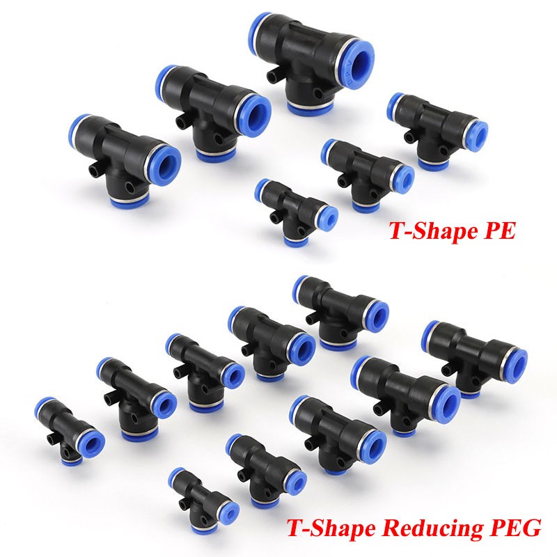 T-Shape Equal/Reducing Pneumatic Connectors Hose Fittings Air Water Connectors