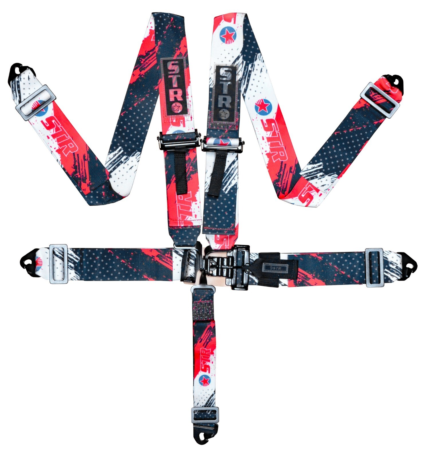 Nascar Race Harness 5-Point Lightweight SFI Latch Seat Belt F1 F2 STR Black Red