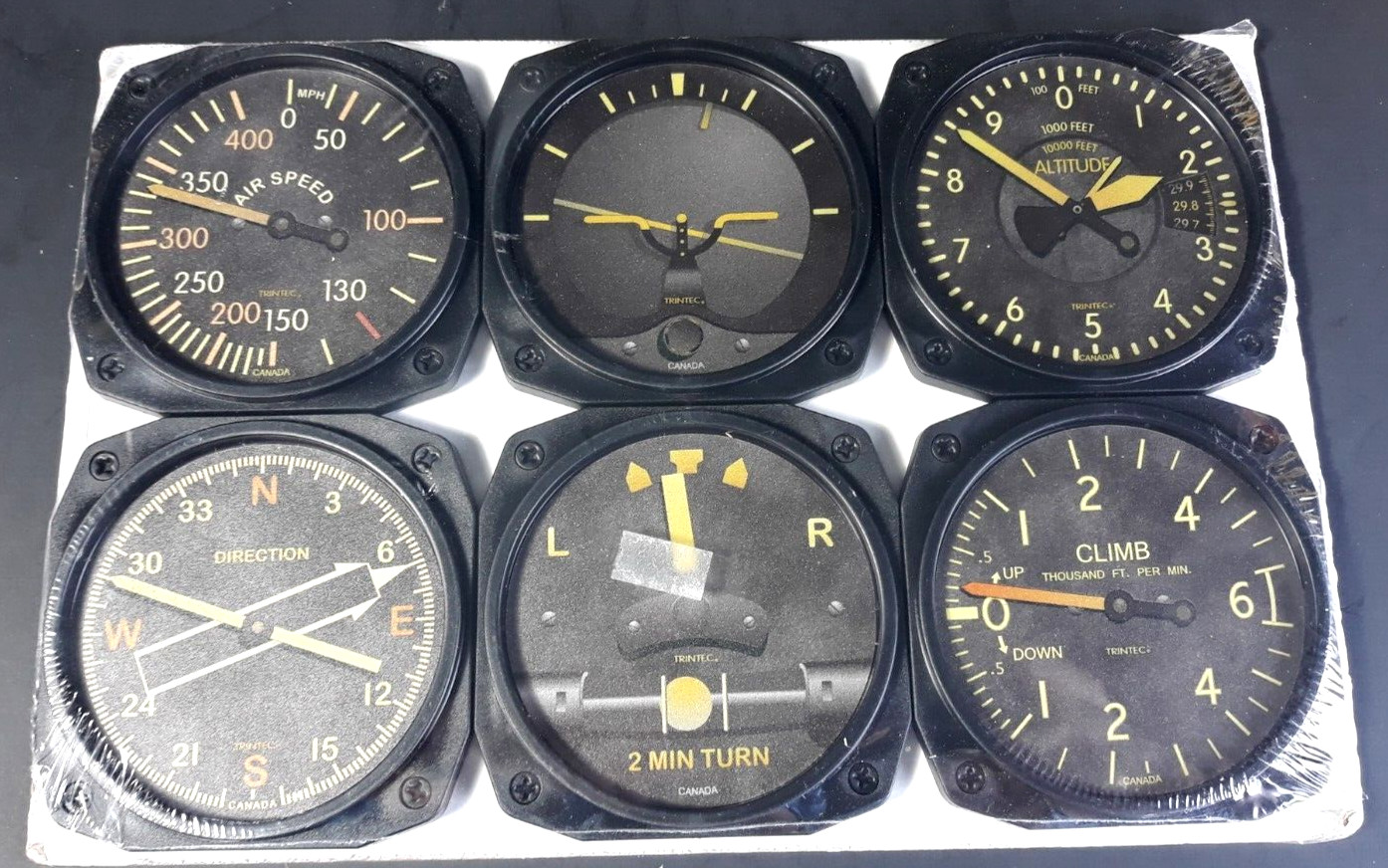 Vintage Aircraft Instrument Cluster Pilot Display Coaster Set by Trintec Canada