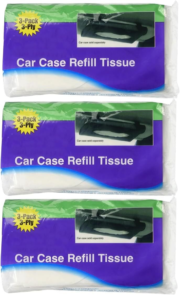 Car Case Visor Facial Tissues Refill 3 Ply Tissue Wipes 6 Refills (3 Bags)