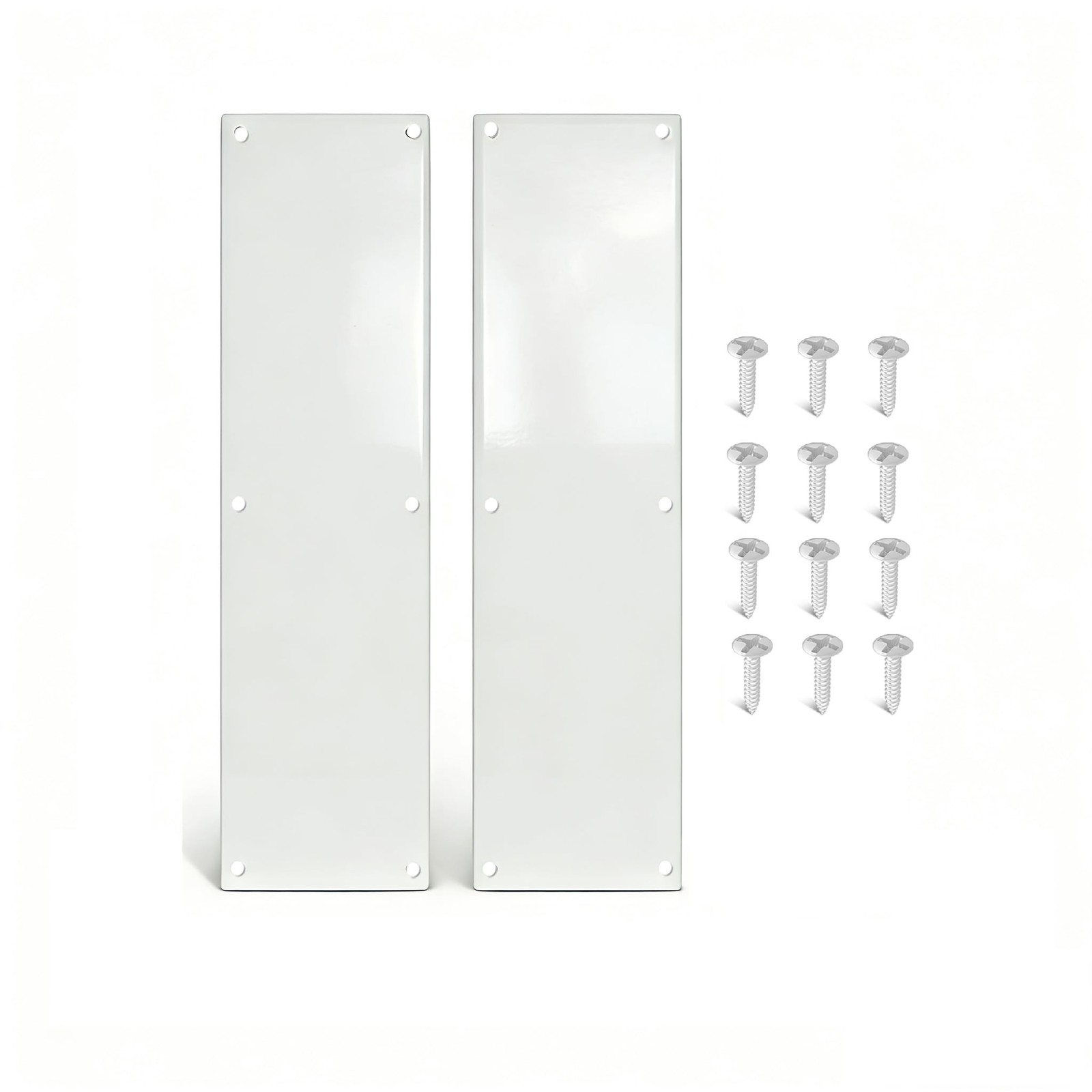 Door Push Plate, 4" x 16" Aluminum Metal Kick Plate, Gloss White, 2 Pack | Sc...