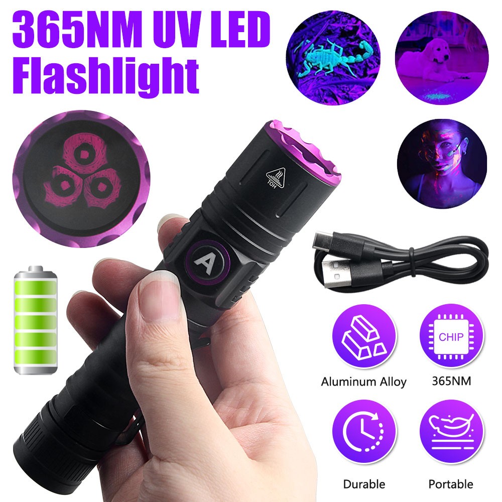 3 LED 365nm UV Flashlight Blacklight Torch Pet Urine Scorpion Detector