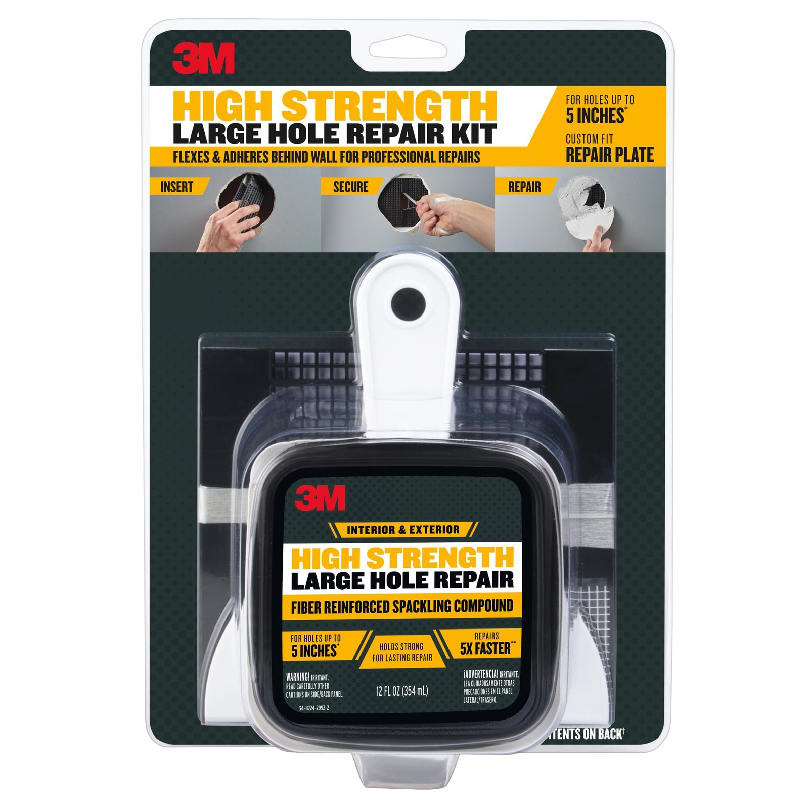 3M High Strength Large Hole Repair Kit, Includes 12 oz., 12 fl. oz. + Kit