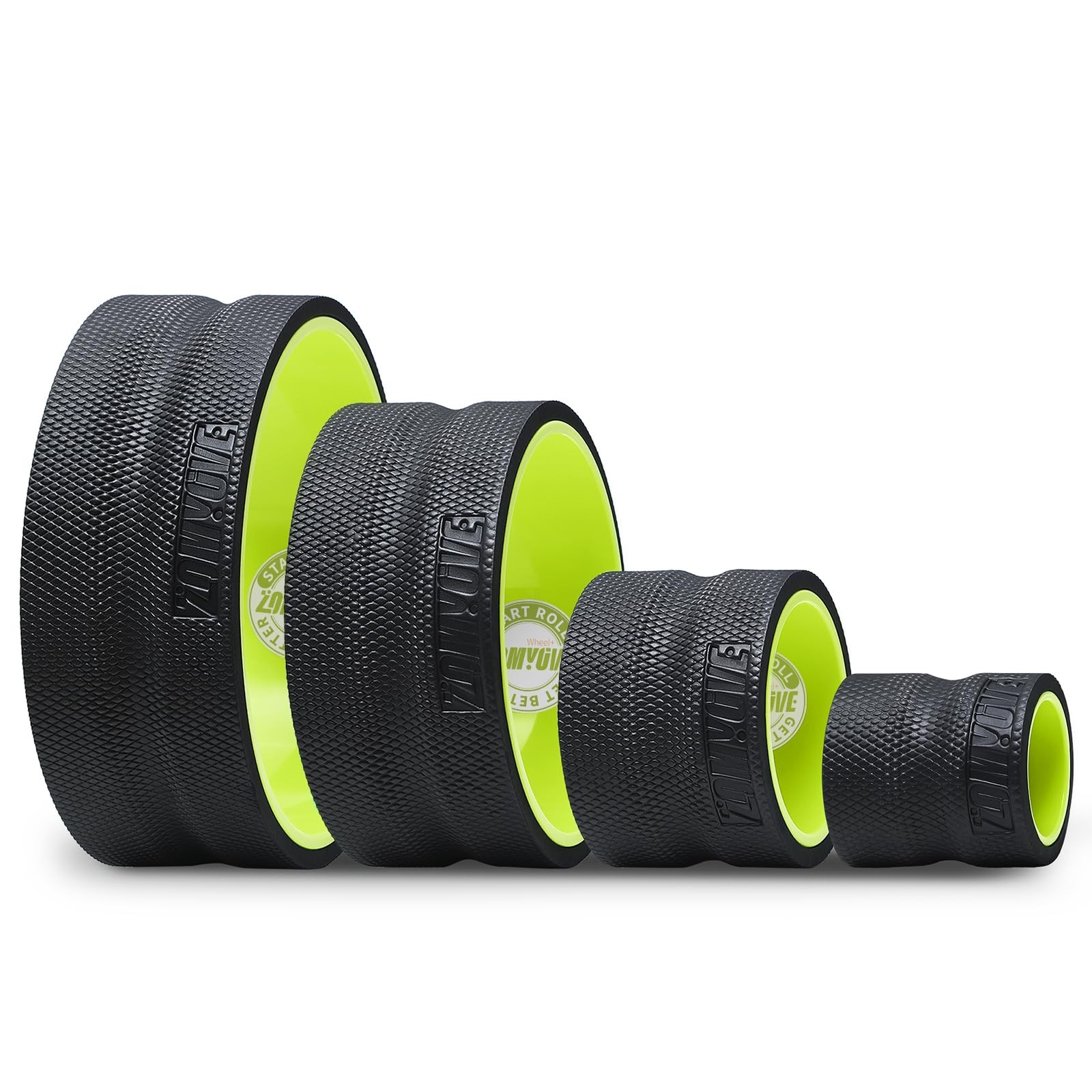 Back Roller Wheel - 4 Pack Yoga 4 Pack-4.7'+6.7'+10.6'+13', Green and Black