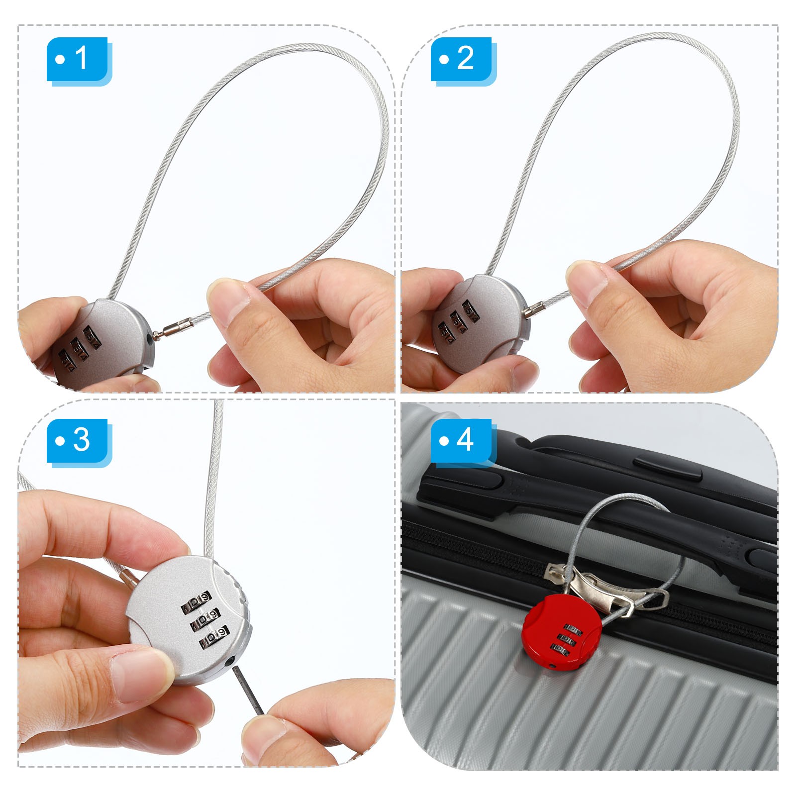 3Pcs 7.8" Small Combination Lock 3 Digit Padlock