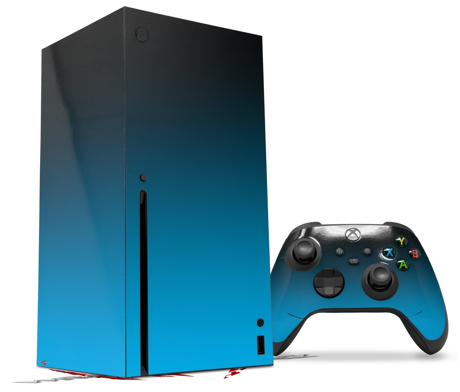 Skin Set for XBOX Series X Smooth Fades Neon Blue Black