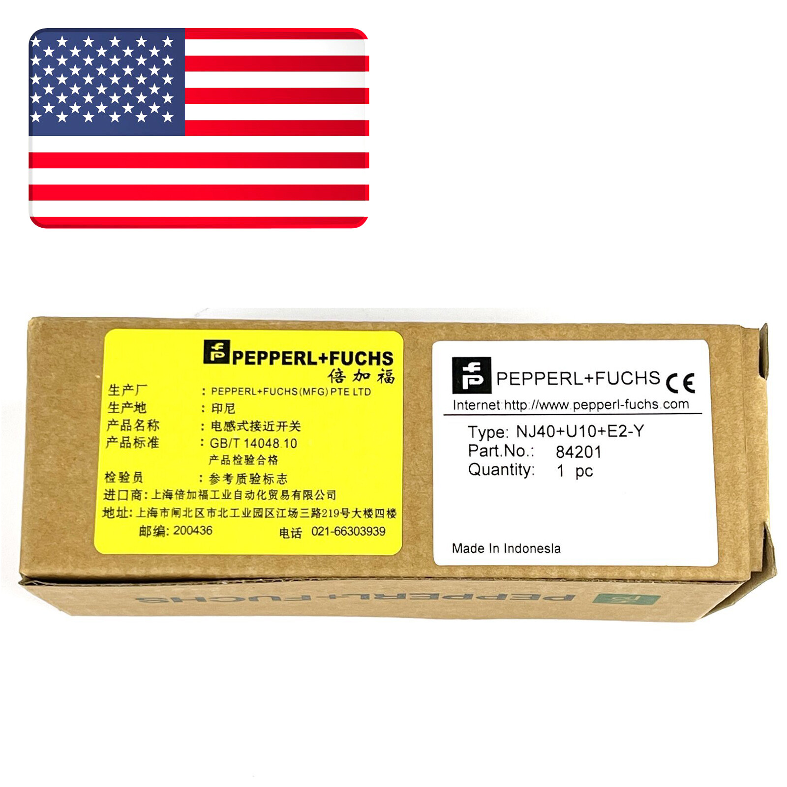 New PEPPERL+FUCHS NJ40+U10+E2-Y Proximity Switch Sensor- US Stock