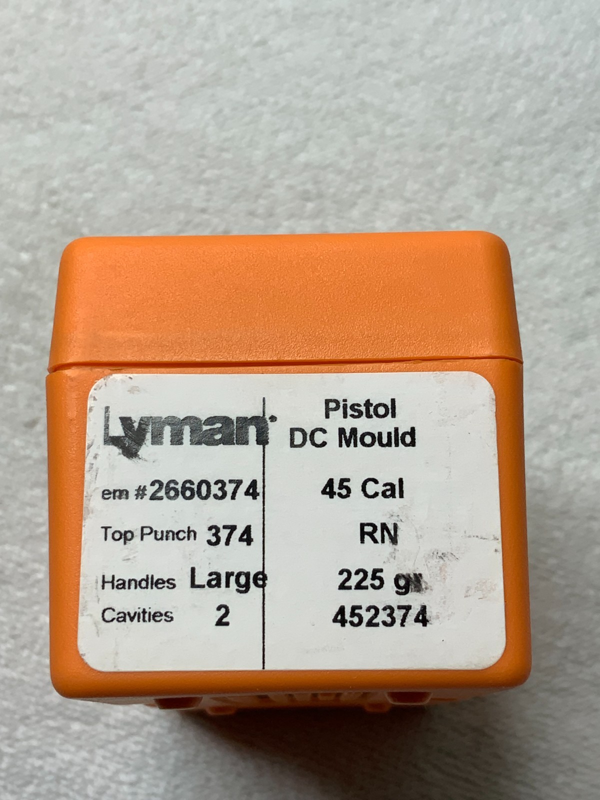 Lyman 2 Cav Pistol Mould #452374 for 45 Cal 225 Gr. Round Nose NEW! # 2660374