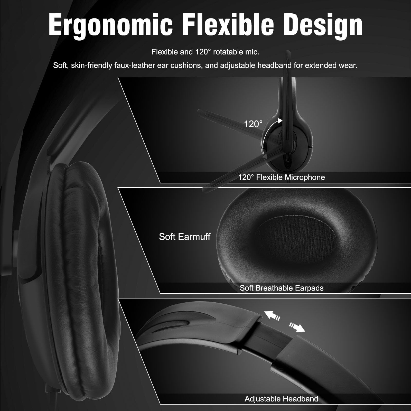 Wired Ear Headset with Mic, Single Ear Headset for PS5/PS4/Xbox/Switch/PC/iPa...