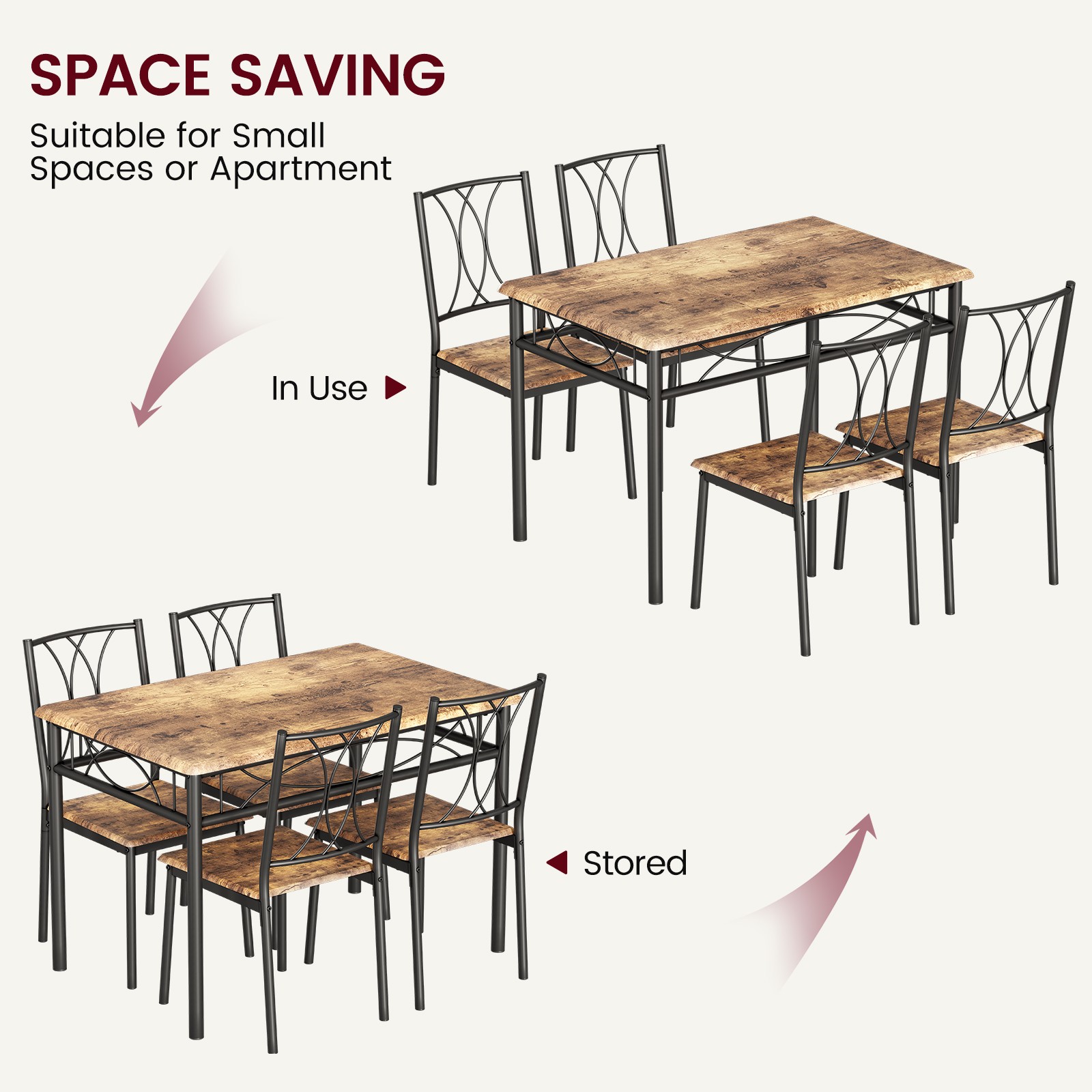 Garvee Dining Table Kitchen Table & 4 Chairs Rectangular Apartment Small Space