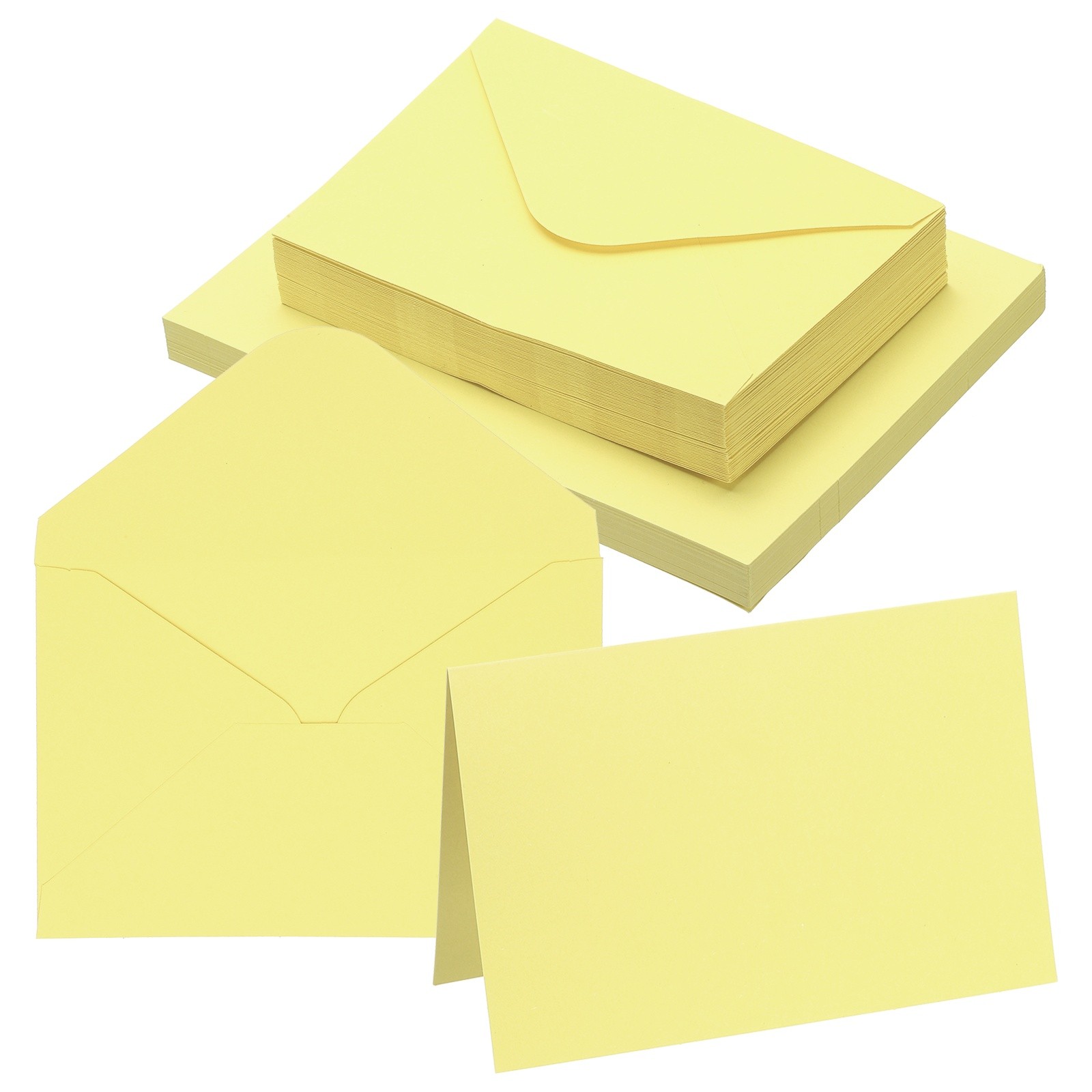 50Sets 4 x 6" Blank Greeting Card and Envelope, Right Angles Cards, Light Yellow